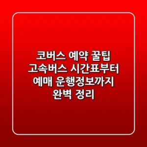 코버스 예약 꿀팁: 고속버스 시간표부터 예매, 운행정보까지 완벽 정리!