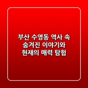 부산 수영동: 역사 속 숨겨진 이야기와 현재의 매력 탐험