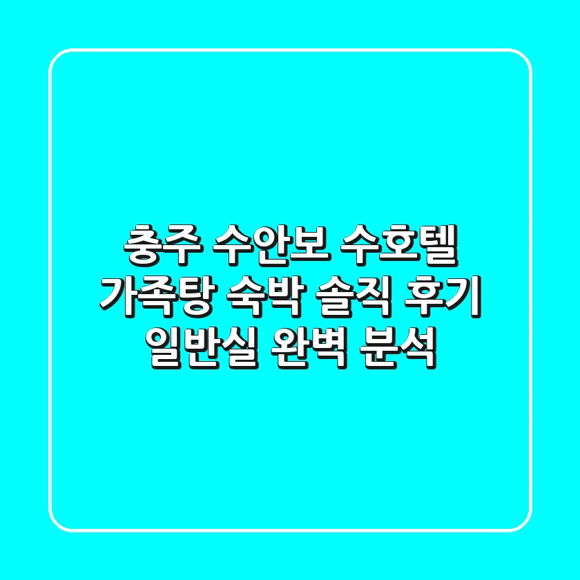 충주 수안보 수호텔 가족탕 숙박 솔직 후기: 일반실 완벽 분석