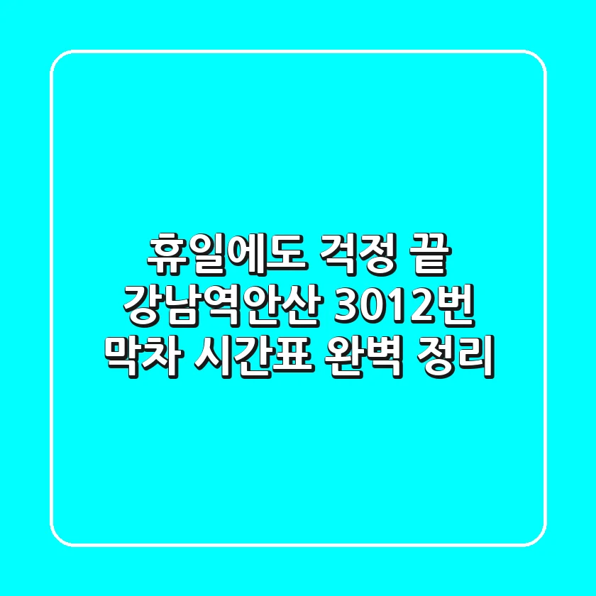 휴일에도 걱정 끝! 강남역-안산 3012번 막차 시간표 완벽 정리
