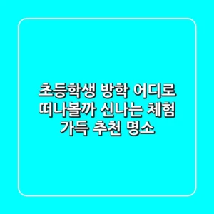 초등학생 방학, 어디로 떠나볼까? 신나는 체험 가득 추천 명소