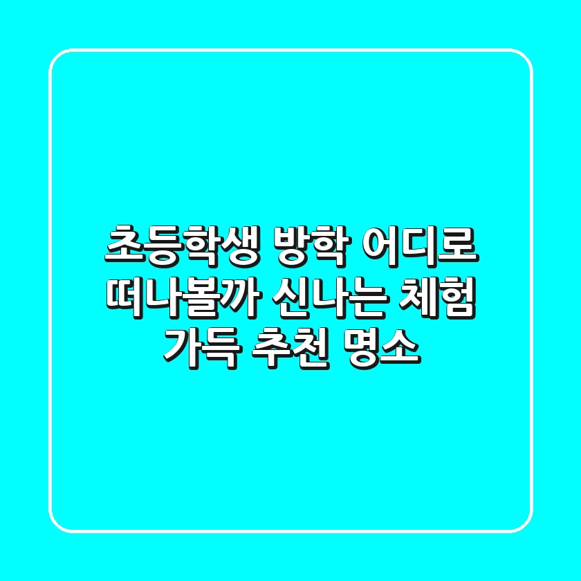 초등학생 방학, 어디로 떠나볼까? 신나는 체험 가득 추천 명소