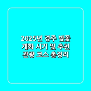 2025년 경주 벚꽃 개화 시기 및 추천 관광 코스 총정리