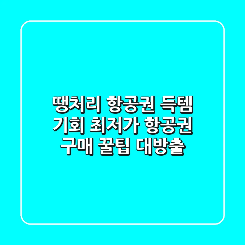 땡처리 항공권 득템 기회! 최저가 항공권 구매 꿀팁 대방출