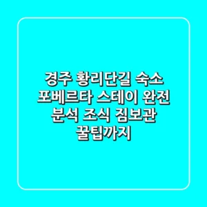 경주 황리단길 숙소, 포베르타 스테이 완전 분석! 조식, 짐보관 꿀팁까지