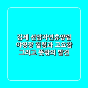 김제 선암자연휴양림 야영장: 힐링과 고요함, 그리고 뜻밖의 발견