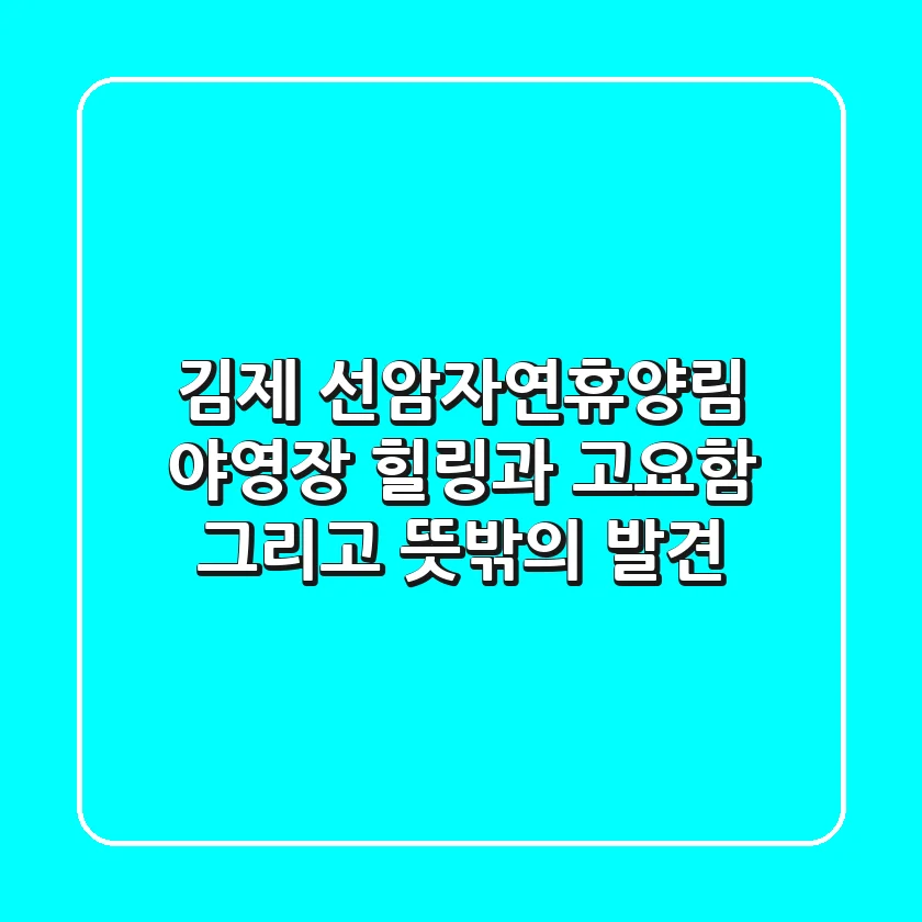 김제 선암자연휴양림 야영장: 힐링과 고요함, 그리고 뜻밖의 발견