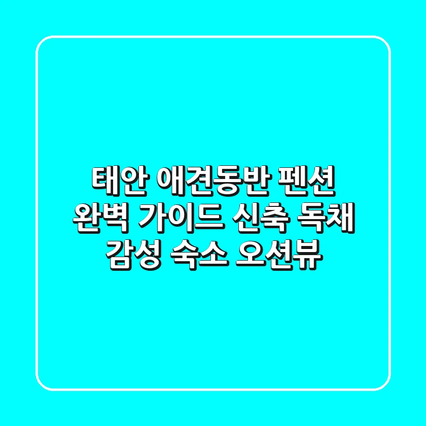태안 애견동반 펜션 완벽 가이드: 신축 독채 감성 숙소 오션뷰