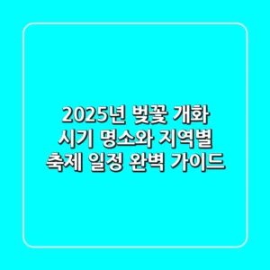 2025년 벚꽃 개화 시기: 명소와 지역별 축제 일정 완벽 가이드 🌸