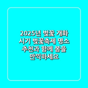 2025년 벚꽃 개화 시기: 벚꽃축제 명소 추천과 함께 봄을 만끽하세요!