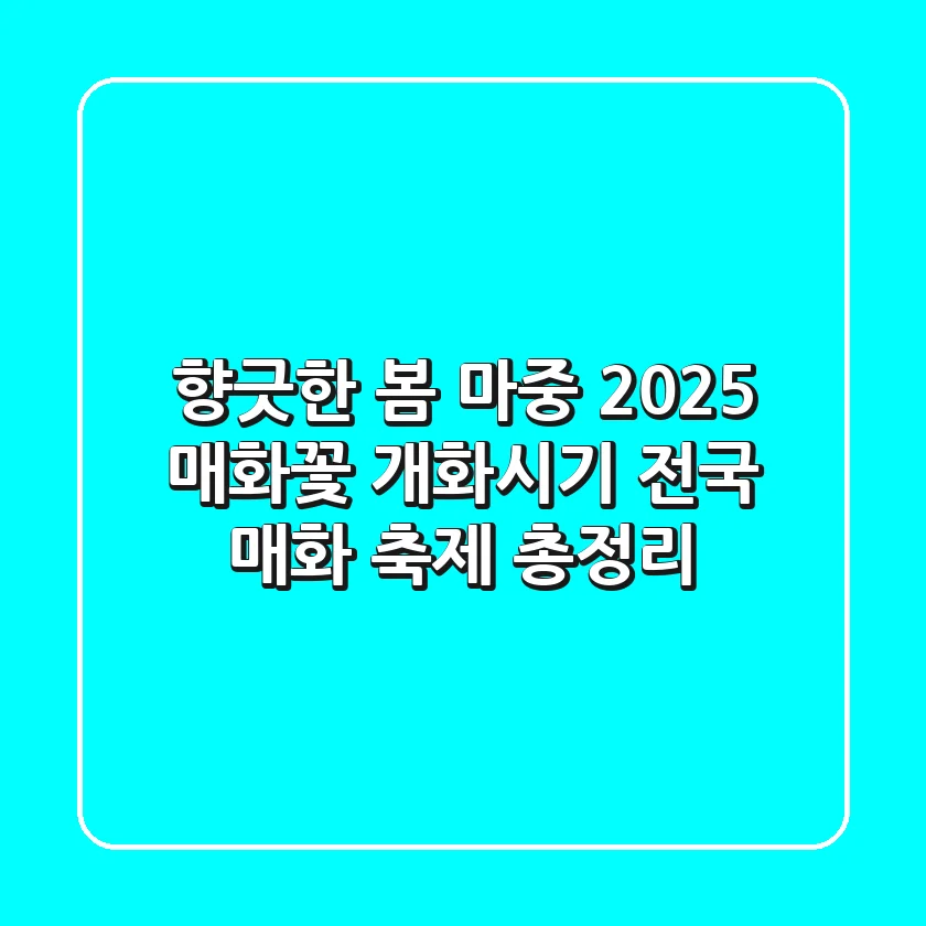 향긋한 봄 마중! 2025 매화꽃 개화시기 & 전국 매화 축제 총정리