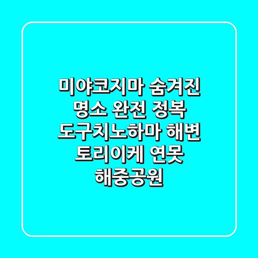 미야코지마 숨겨진 명소 완전 정복! 도구치노하마 해변, 토리이케 연못, 해중공원