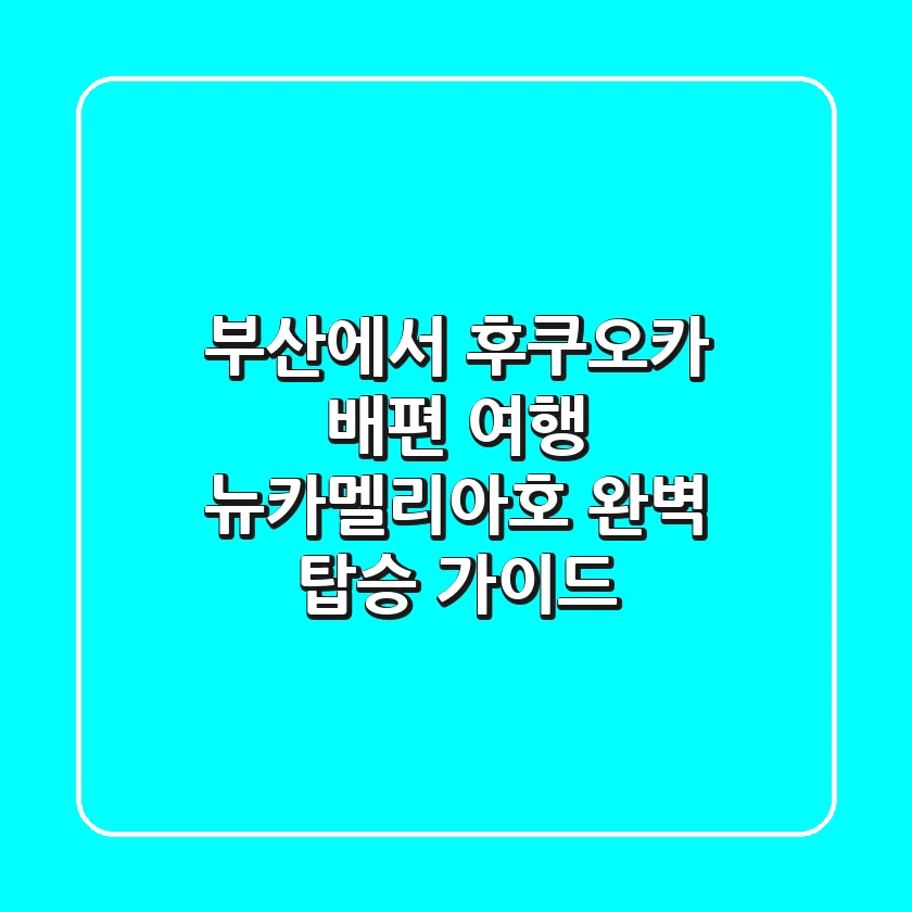 부산에서 후쿠오카 배편 여행: 뉴카멜리아호 완벽 탑승 가이드