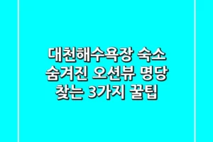 대천해수욕장 숙소, 숨겨진 오션뷰 명당 찾는 3가지 꿀팁