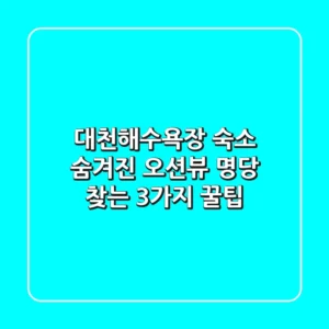대천해수욕장 숙소, 숨겨진 오션뷰 명당 찾는 3가지 꿀팁