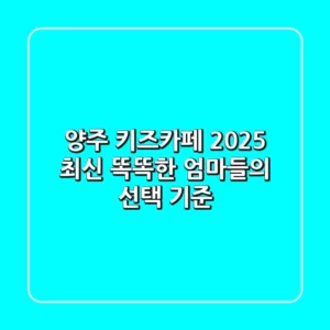양주 키즈카페, 2025 최신! 똑똑한 엄마들의 선택 기준