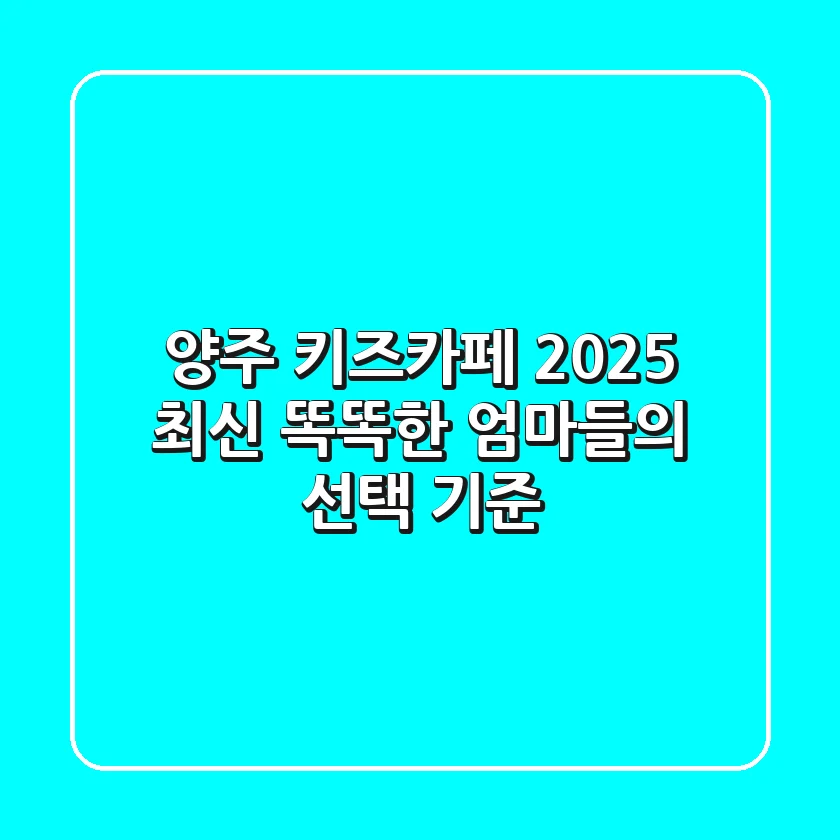 양주 키즈카페, 2025 최신! 똑똑한 엄마들의 선택 기준