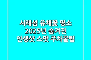 서래섬 유채꽃 명소: 2025년 숨겨진 인생샷 스팟 & 주차꿀팁