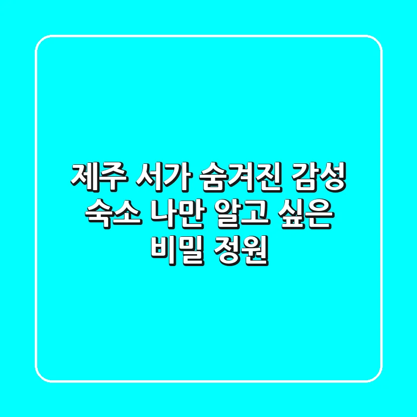 제주 서가: 숨겨진 감성 숙소, 나만 알고 싶은 비밀 정원
