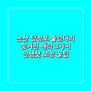 논산 탑정호 출렁다리: 숨겨진 매력 3가지 & 인생샷 보장 꿀팁