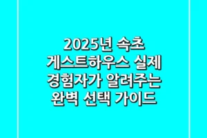 2025년 속초 게스트하우스, 실제 경험자가 알려주는 완벽 선택 가이드