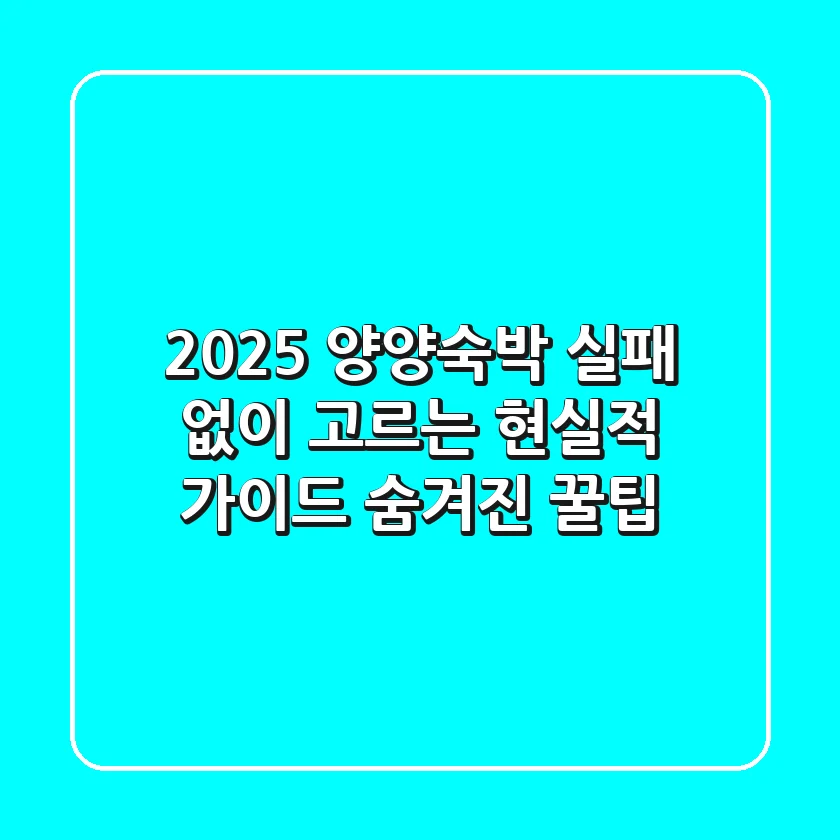 2025 양양숙박, 실패 없이 고르는 현실적 가이드 (+숨겨진 꿀팁)
