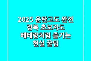 2025 운탄고도 완전 정복: 초보자도 베테랑처럼 즐기는 현실 꿀팁!