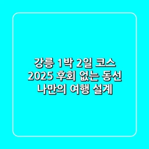 강릉 1박 2일 코스 2025: 후회 없는 동선, 나만의 여행 설계