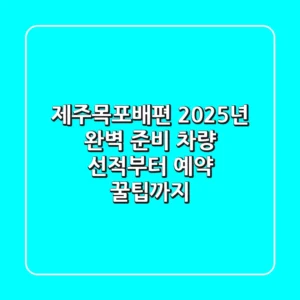 제주목포배편, 2025년 완벽 준비! 차량 선적부터 예약 꿀팁까지
