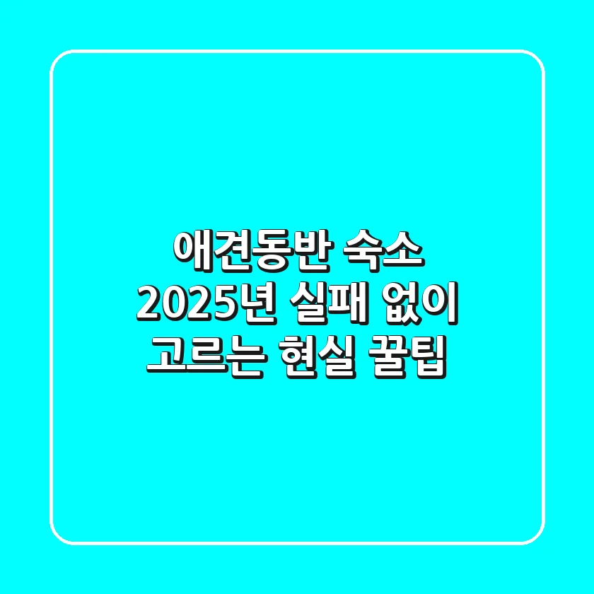애견동반 숙소, 2025년 실패 없이 고르는 현실 꿀팁