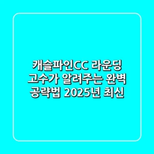 캐슬파인CC: 라운딩 고수가 알려주는 완벽 공략법 (2025년 최신)