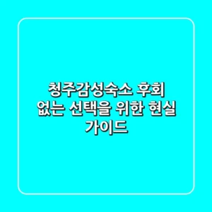 청주감성숙소, 후회 없는 선택을 위한 현실 가이드