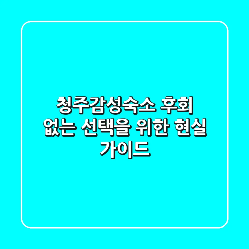청주감성숙소, 후회 없는 선택을 위한 현실 가이드