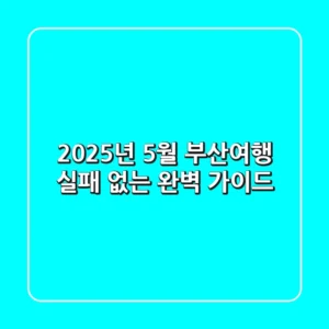 2025년 5월 부산여행, 실패 없는 완벽 가이드