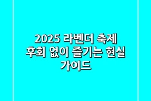 2025 라벤더 축제, 후회 없이 즐기는 현실 가이드