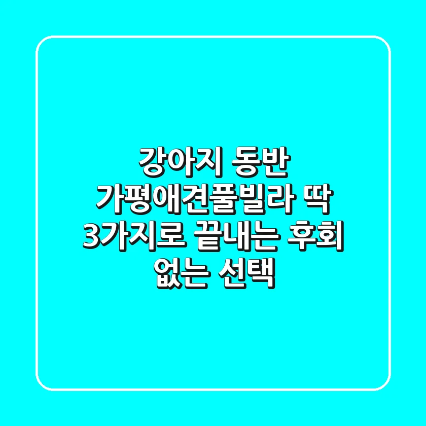 강아지 동반 가평애견풀빌라? 딱 3가지로 끝내는 후회 없는 선택!