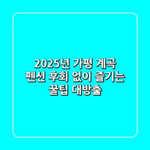 2025년 가평 계곡 펜션, 후회 없이 즐기는 꿀팁 대방출!