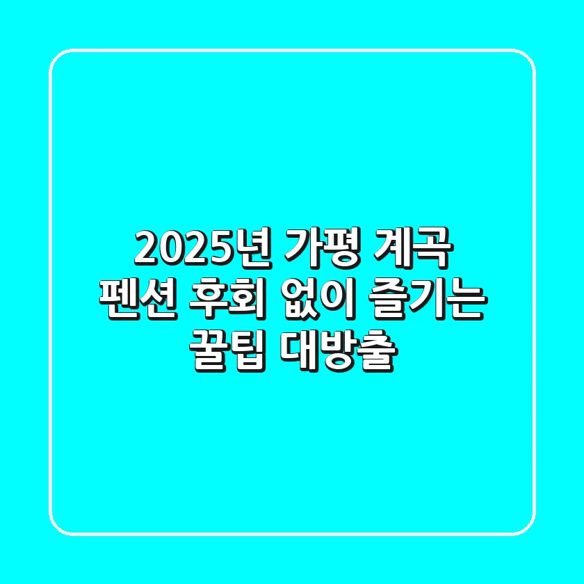 2025년 가평 계곡 펜션, 후회 없이 즐기는 꿀팁 대방출!