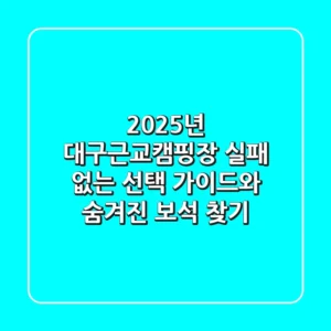 2025년 대구근교캠핑장: 실패 없는 선택 가이드와 숨겨진 보석 찾기