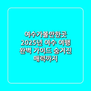 여수가볼만한곳, 2025년 여수 여행 완벽 가이드: 숨겨진 매력까지!
