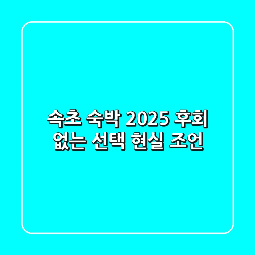속초 숙박 2025: 후회 없는 선택 현실 조언