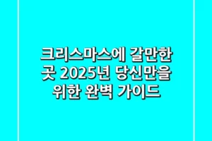 크리스마스에 갈만한 곳, 2025년 당신만을 위한 완벽 가이드