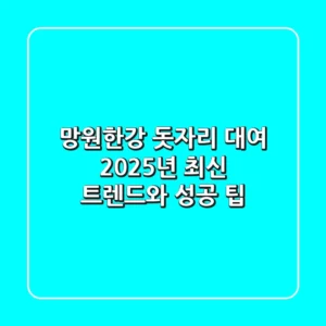 망원한강 돗자리 대여, 2025년 최신 트렌드와 성공 팁