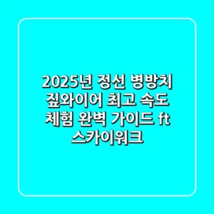 2025년 정선 병방치 짚와이어: 최고 속도 체험 완벽 가이드 (ft. 스카이워크)
