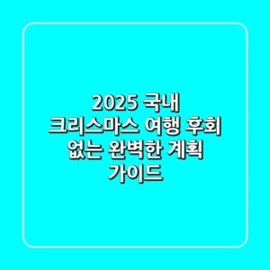 2025 국내 크리스마스 여행: 후회 없는 완벽한 계획 가이드