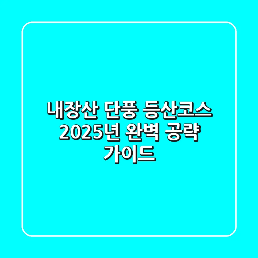 내장산 단풍 등산코스, 2025년 완벽 공략 가이드!