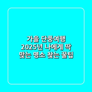 가을 단풍여행, 2025년 나에게 딱 맞는 명소 찾는 꿀팁!