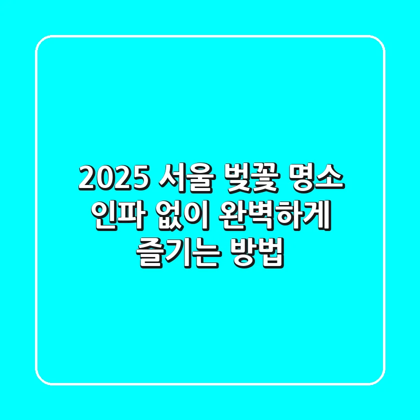 2025 서울 벚꽃 명소, 인파 없이 완벽하게 즐기는 방법!