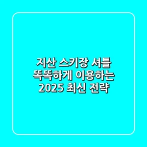 지산 스키장 셔틀, 똑똑하게 이용하는 2025 최신 전략!