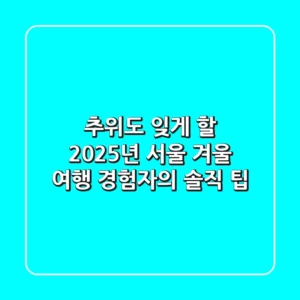 추위도 잊게 할 2025년 서울 겨울 여행, 경험자의 솔직 팁